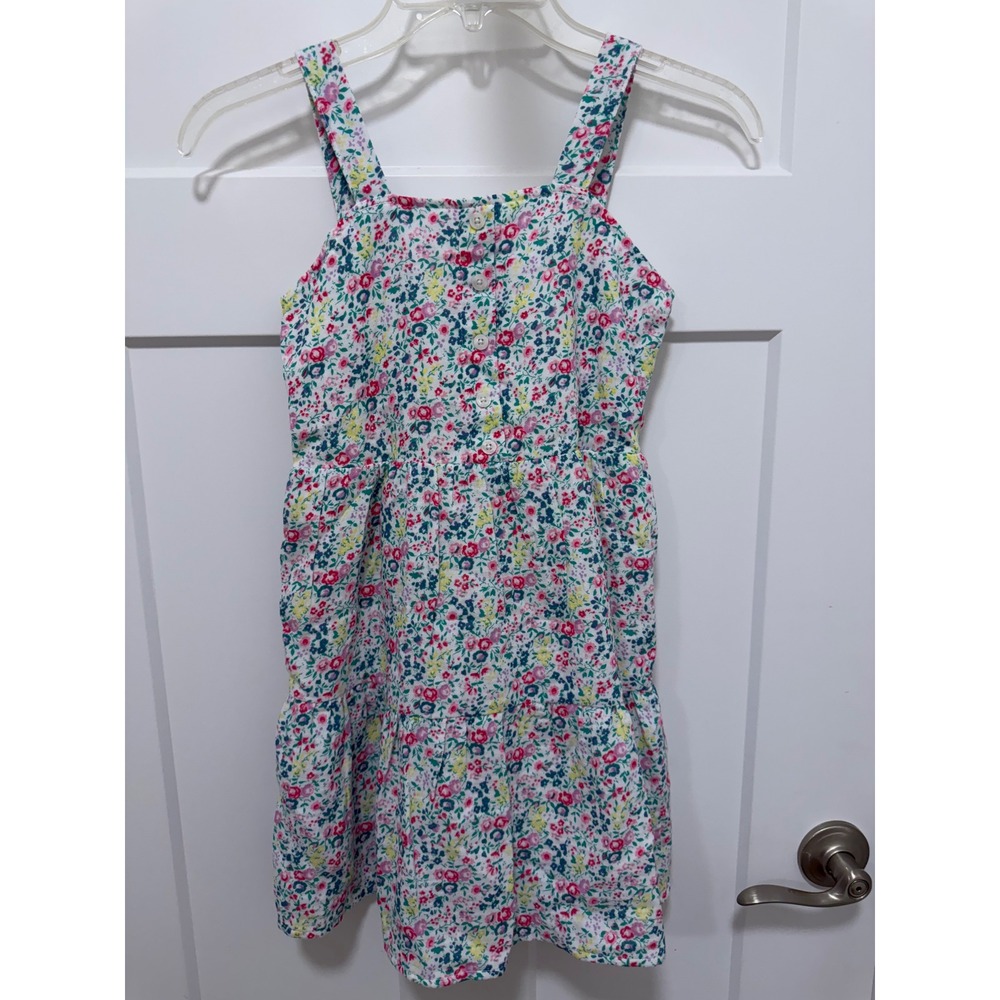 Gap Kids Girls Floral Sundress M 7/8 Multicolor Cotton Tiered Smocked Back